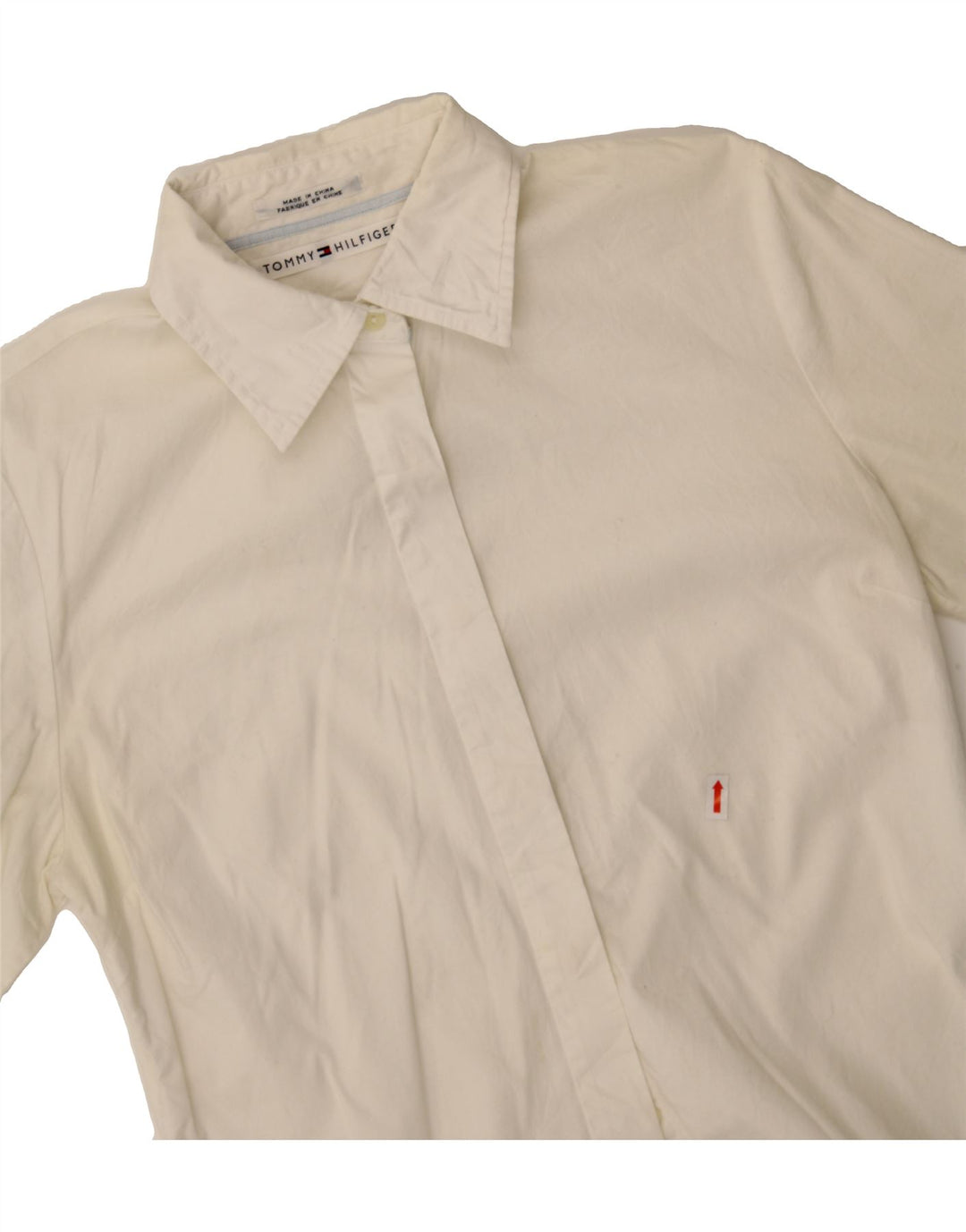 TOMMY HILFIGER Womens 3/4 Sleeve Shirt US 6 Medium Off White Cotton Vintage Tommy Hilfiger and Second-Hand Tommy Hilfiger from Messina Hembry 