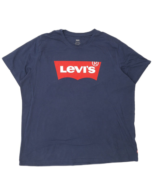 Мужская футболка с рисунком Levi's, топ 2XL, темно-синий, хлопок
