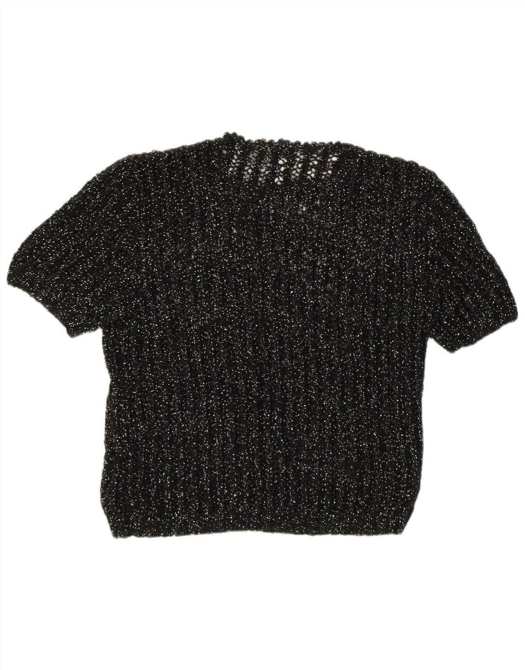 Винтажный женский джемпер с коротким рукавом с круглым вырезом, Великобритания 12, средний черный
