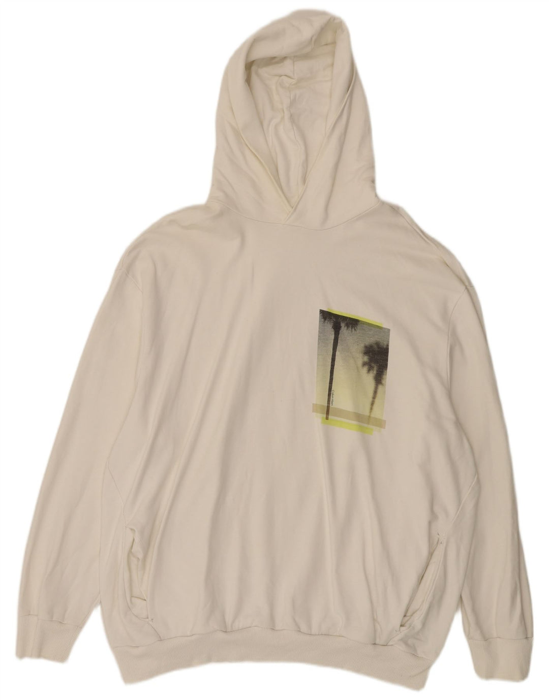 Мужской джемпер с капюшоном Calvin Klein 3XL, хлопок белого цвета