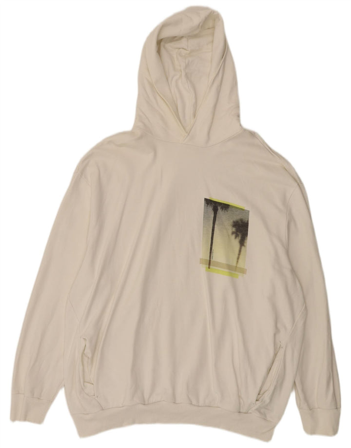 Мужской джемпер с капюшоном Calvin Klein 3XL, хлопок белого цвета