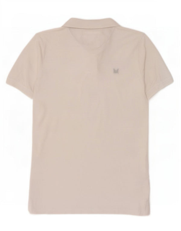 Crew Clothing Мужская рубашка поло среднего размера из белого хлопка