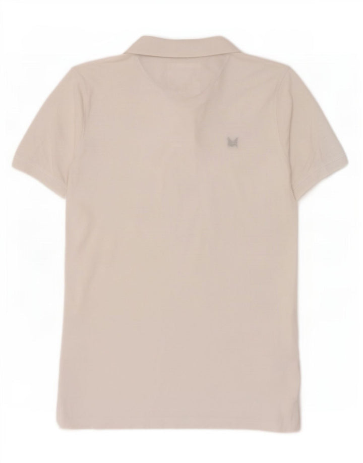 Crew Clothing Мужская рубашка поло среднего размера из белого хлопка