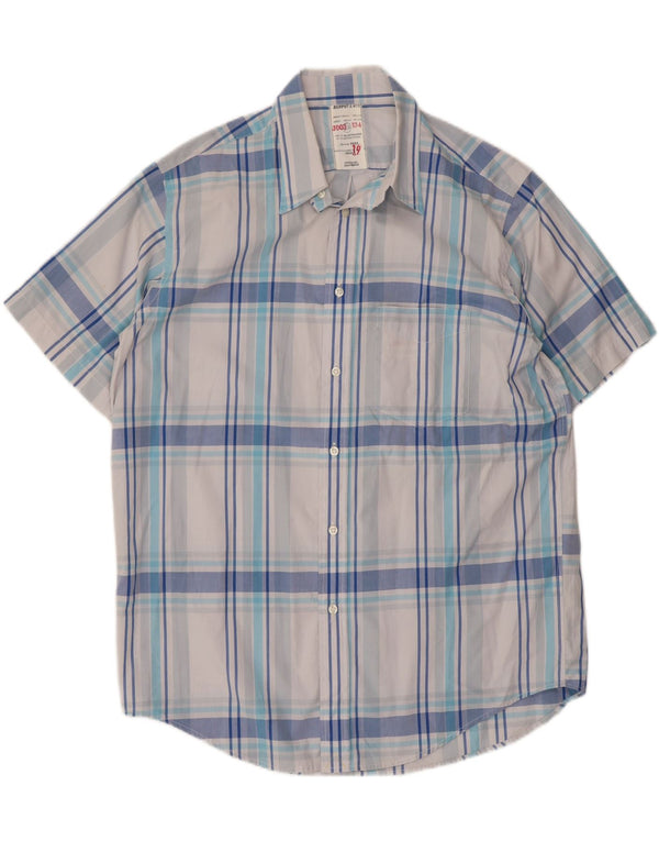 MURPHY & NYE Mens Short Sleeve Shirt 2XL Blue Plaid Cotton