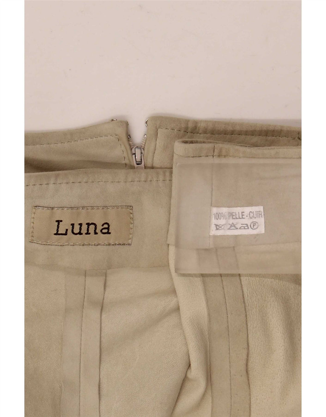Женская замшевая юбка-трапеция Luna W28, кожа среднего бежевого цвета