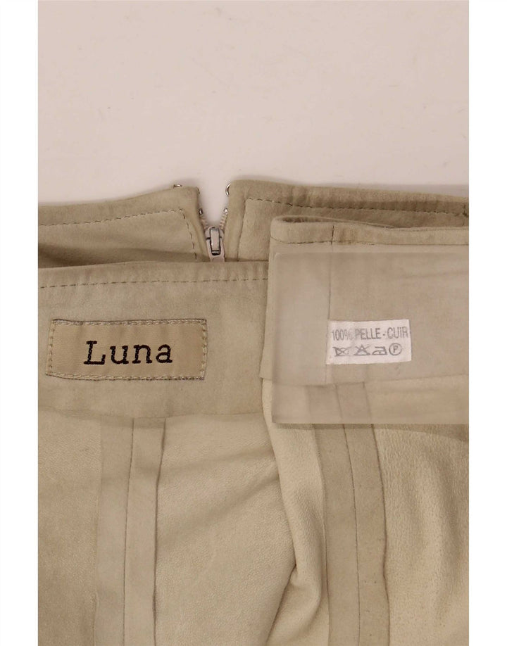 Женская замшевая юбка-трапеция Luna W28, кожа среднего бежевого цвета
