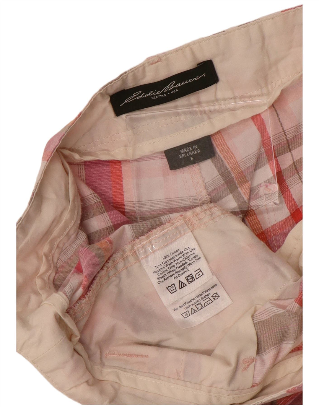 EDDIE BAUER Женские шорты чинос US 6 Medium W32 Хлопок в розовую клетку