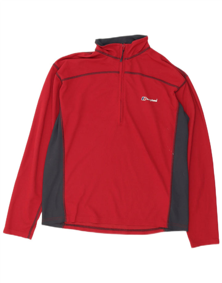 Berghaus Мужской пуловер с воротником на молнии, спортивный костюм, средний красный, с цветными блоками