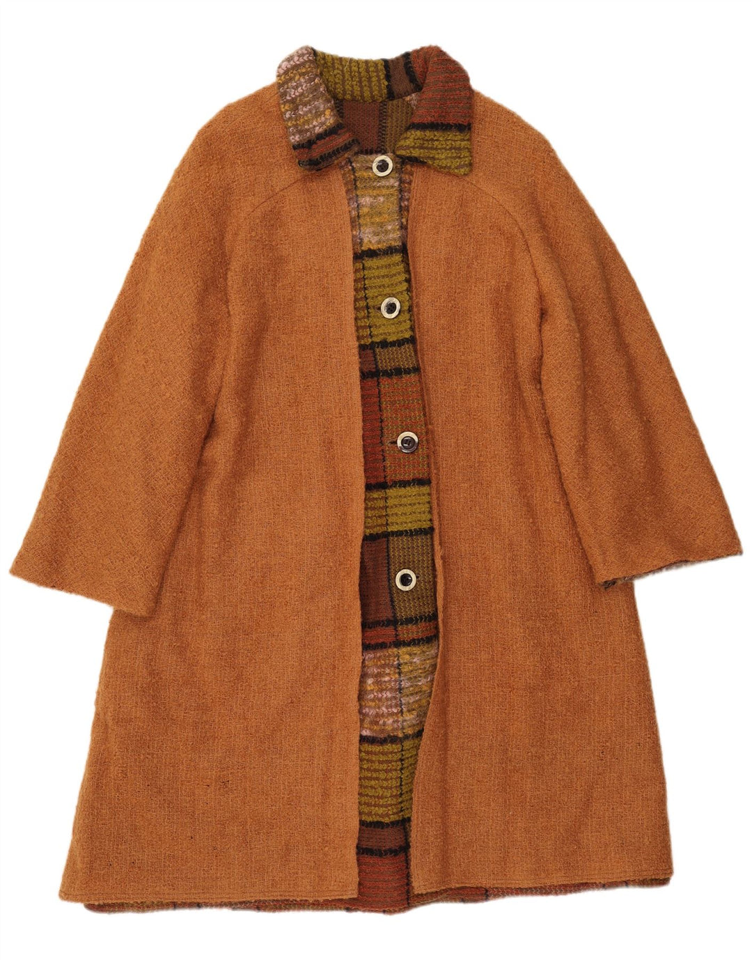 Винтажное женское пальто UK 16, большое коричневое