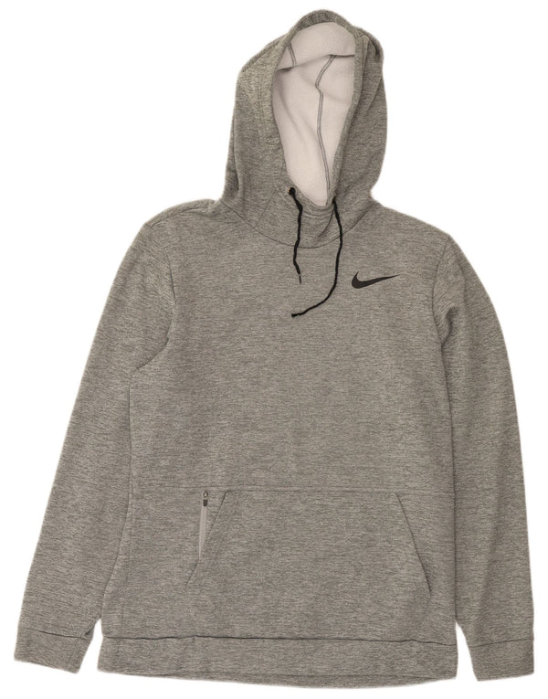 Мужской джемпер с капюшоном Nike Dri Fit стандартной посадки, средний серый полиэстер с крапинками