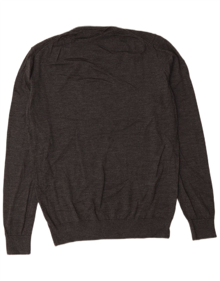 Мужской джемпер с круглым вырезом Zara, большой серый шерстяной свитер