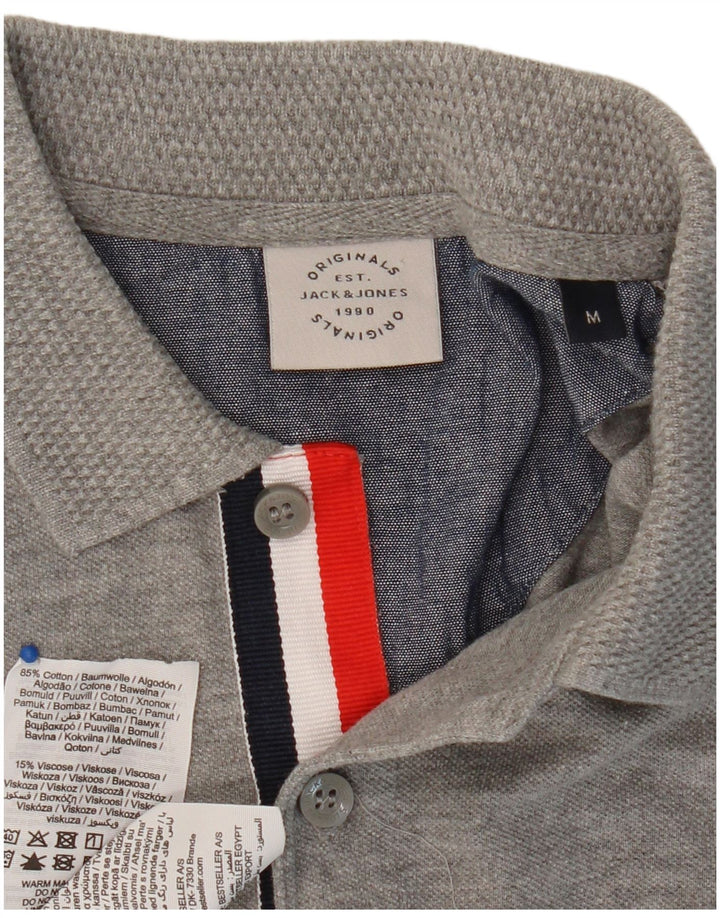 Мужская рубашка-поло JACK & JONES среднего серого цвета, хлопок
