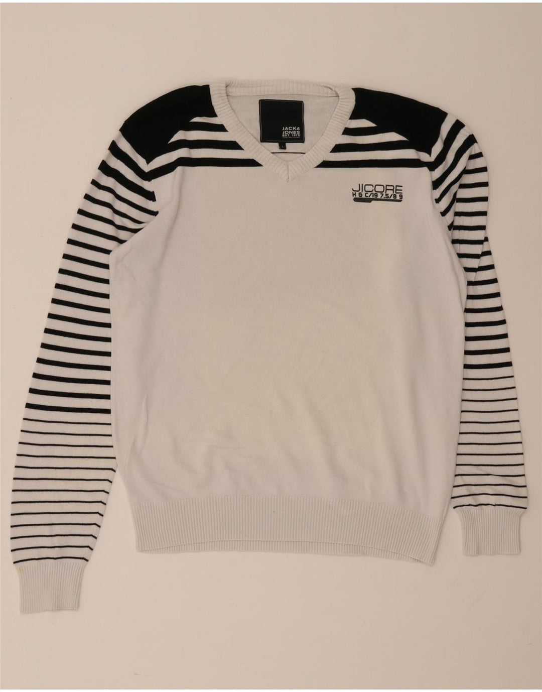 Мужской джемпер с v-образным вырезом Jack & Jones, большой белый цвет с цветными блоками