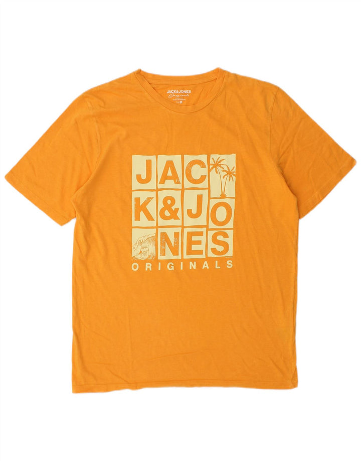 Мужская футболка с рисунком Jack & Jones из хлопка среднего оранжевого цвета