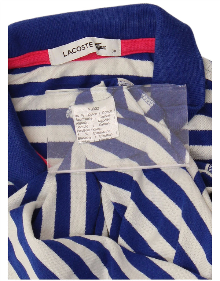 Женская рубашка поло Lacoste, размер 38, хлопковая средняя синяя полоска