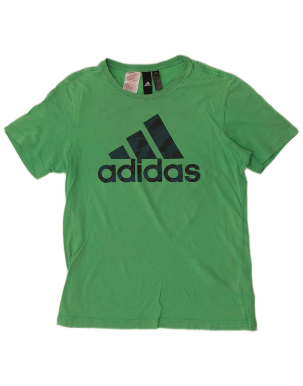Футболка Adidas с рисунком для мальчиков, топ 13-14 лет, зеленый хлопок