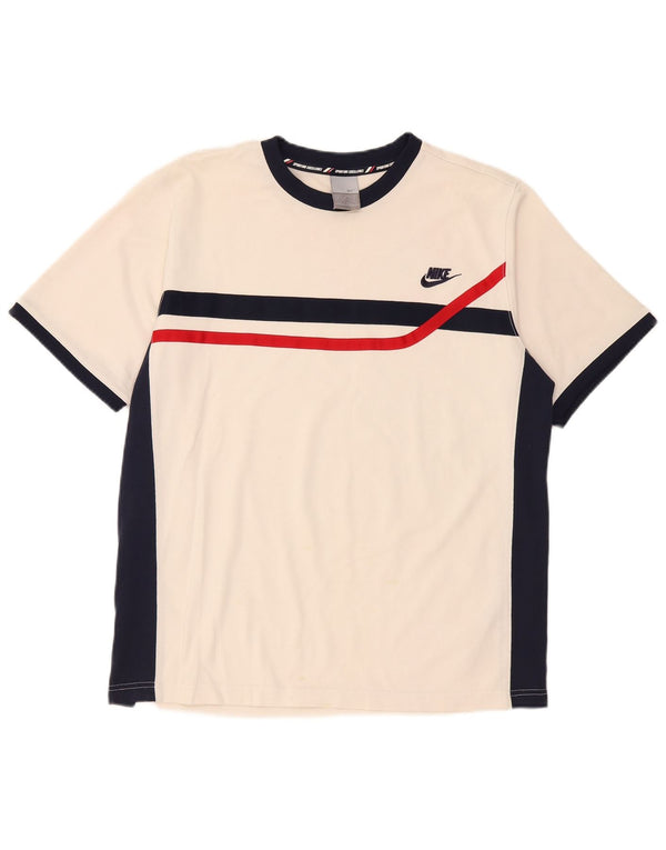 Мужская футболка Nike Top UK 42/44, большая белая, хлопок с цветными блоками