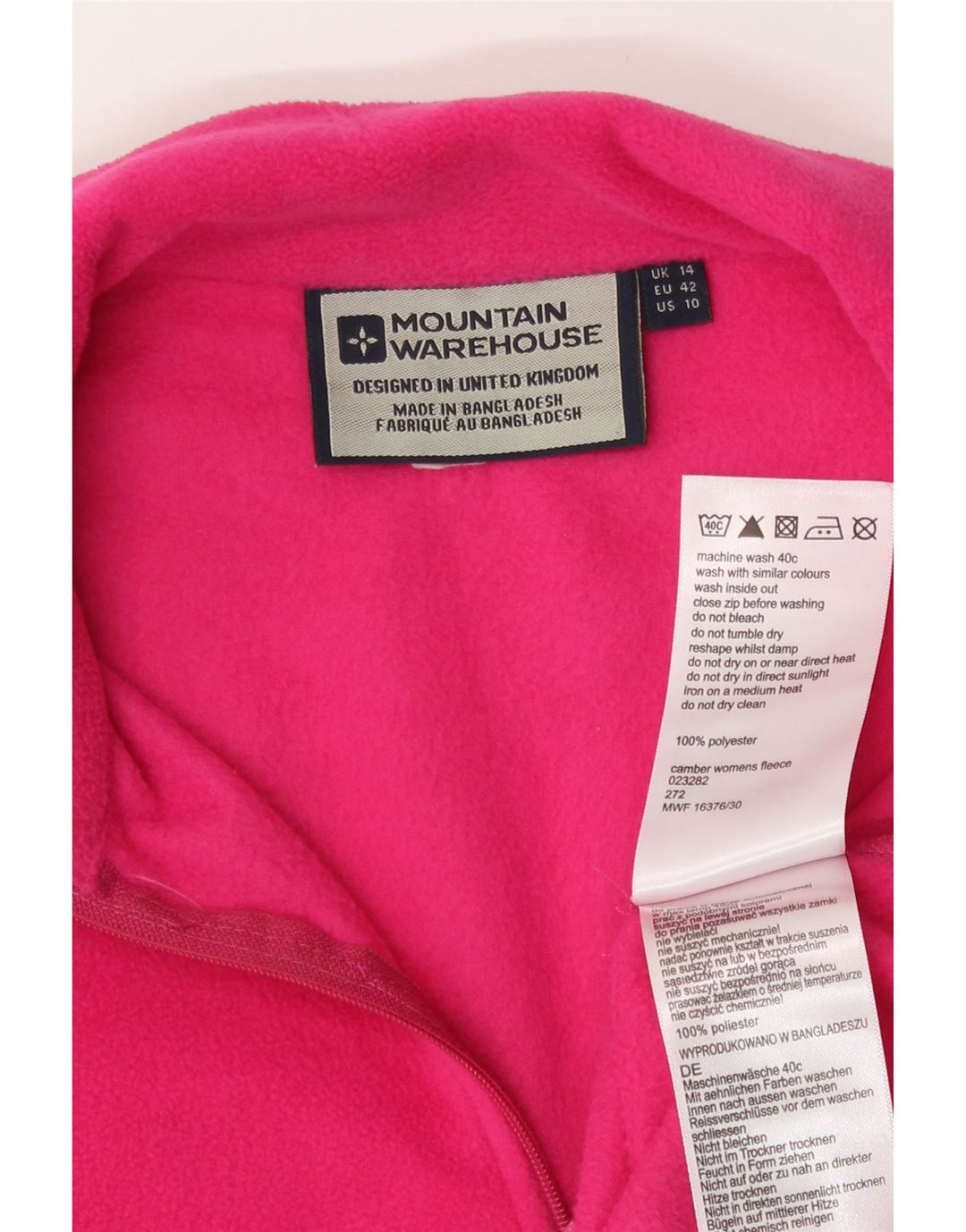 Женский флисовый джемпер Mountain Warehouse с воротником на молнии, Великобритания, 14, большой розовый полиэстер
