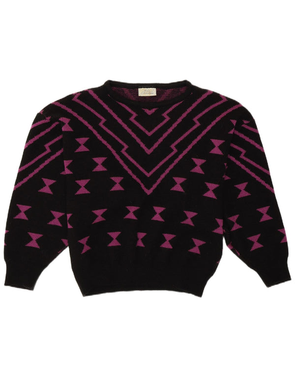 Женский джемпер с вырезом «лодочка» ANN CHRISTINE UK 14, средний черный с геометрическим узором