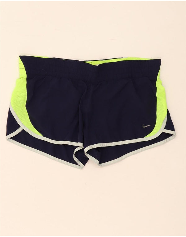 Женские спортивные шорты Nike Regular UK 14, средние, темно-синие, с цветными блоками, спортивные