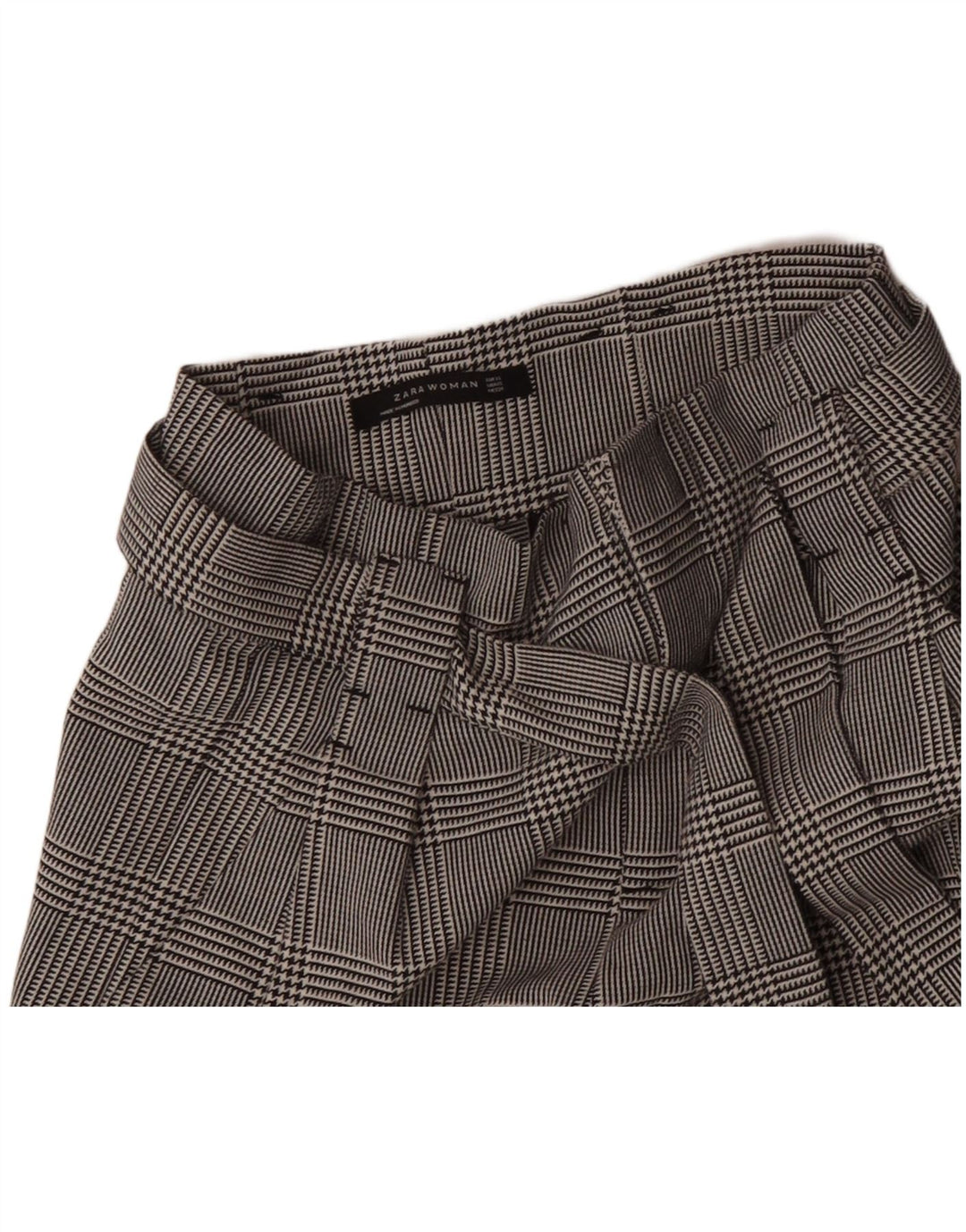 ZARA Женские повседневные шорты с высокой талией XS W24 Серые с узором «гусиные лапки»