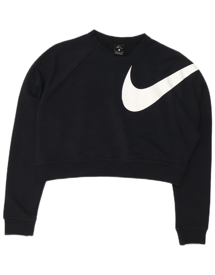 Женский укороченный свитшот большого размера с рисунком NIKE UK 10, маленький черный