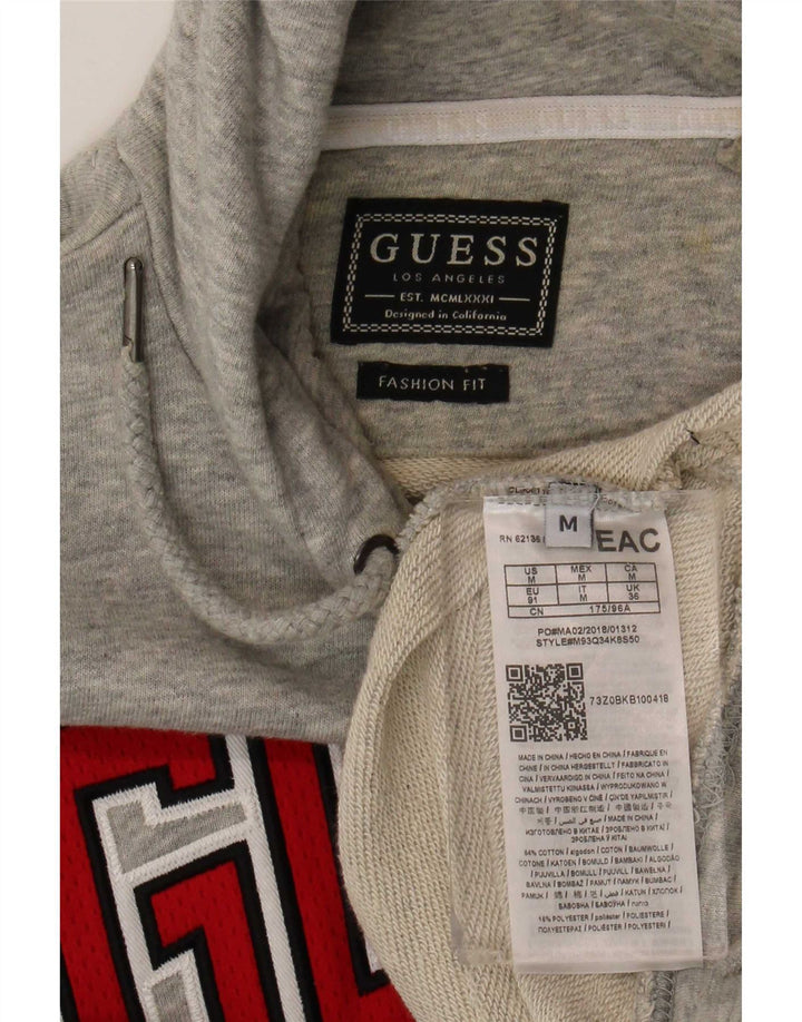 Мужской джемпер с капюшоном Guess с графическим рисунком, средний серый, хлопковый