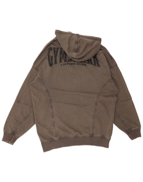 GYMSHARK Мужской джемпер с капюшоном с рисунком, большой серый, хлопок