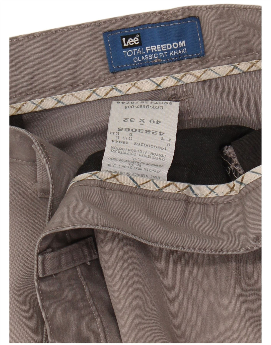 Мужские брюки чинос прямого классического кроя Lee W40 L32, серый полиэстер
