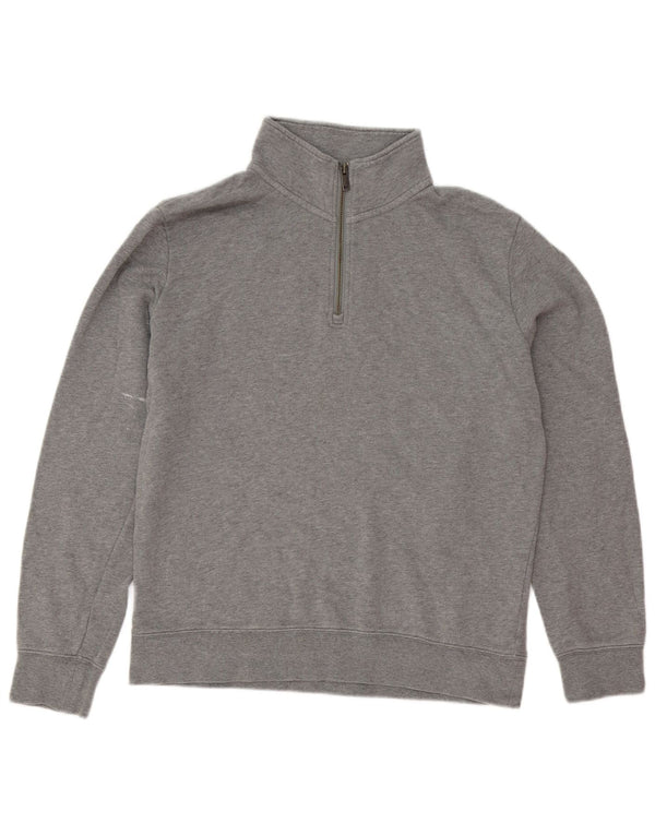 Marks & Spencer Mens Zip Neck Sweatshirt Jumper Medium Grey Cotton