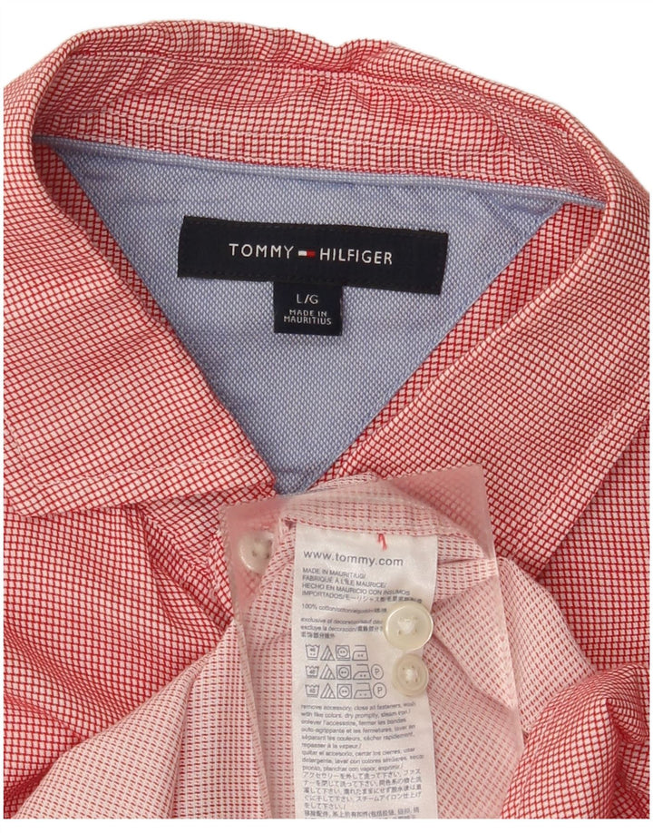 Мужская рубашка в клетку Tommy Hilfiger Mauritius, хлопковая, большая красная клетка