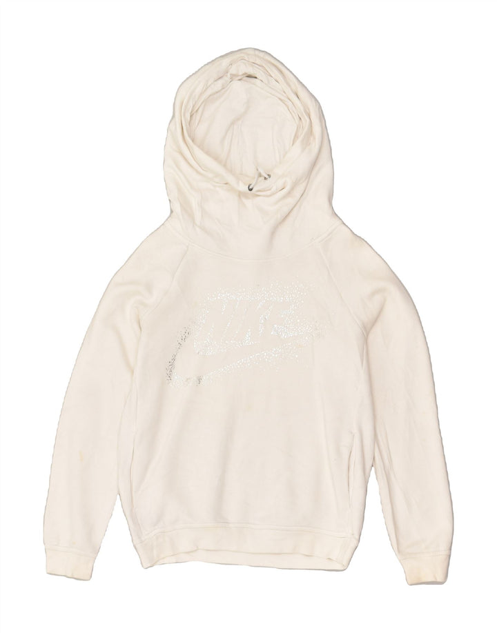 NIKE Mens Graphic Hoodie Jumper Small White Cotton | Vintage Nike | Thrift | Second-Hand Nike | Used Clothing | Messina Hembry 