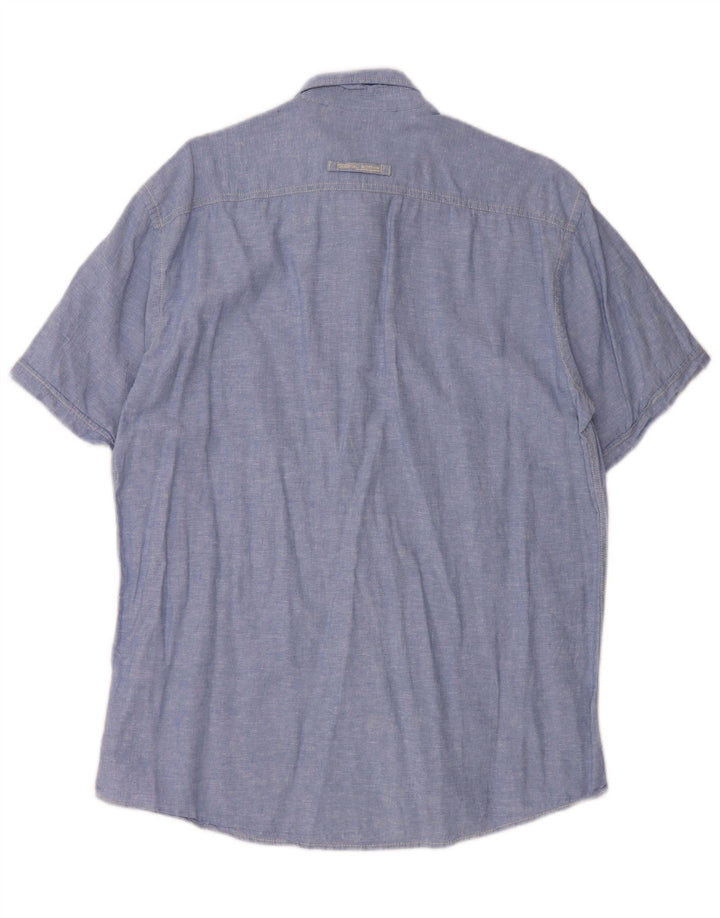 Мужская рубашка стандартного кроя с короткими рукавами CAMEL ACTIVE, большая синяя льняная крапинка