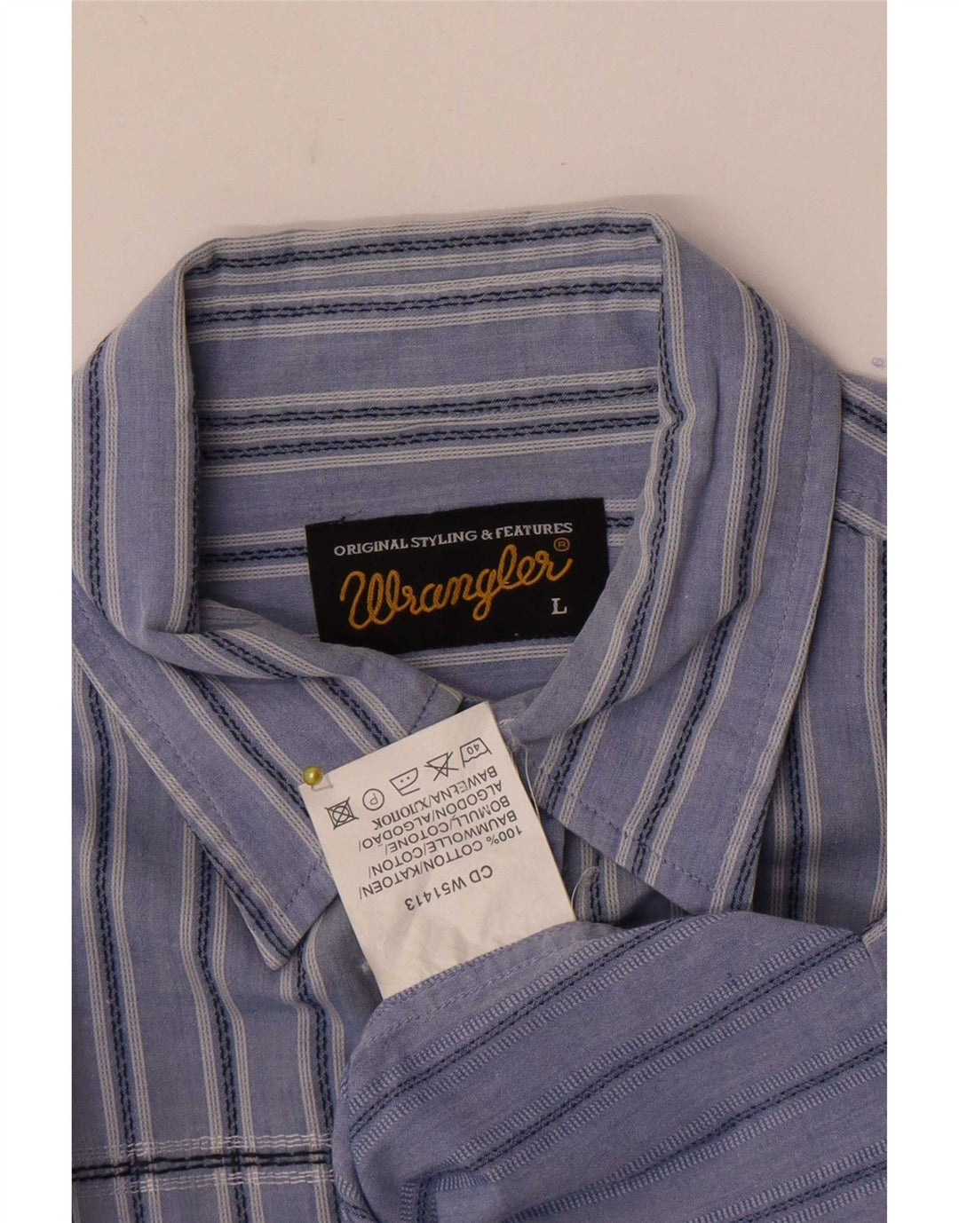 Мужская рубашка с коротким рукавом Wrangler, хлопок, большая синяя полоска