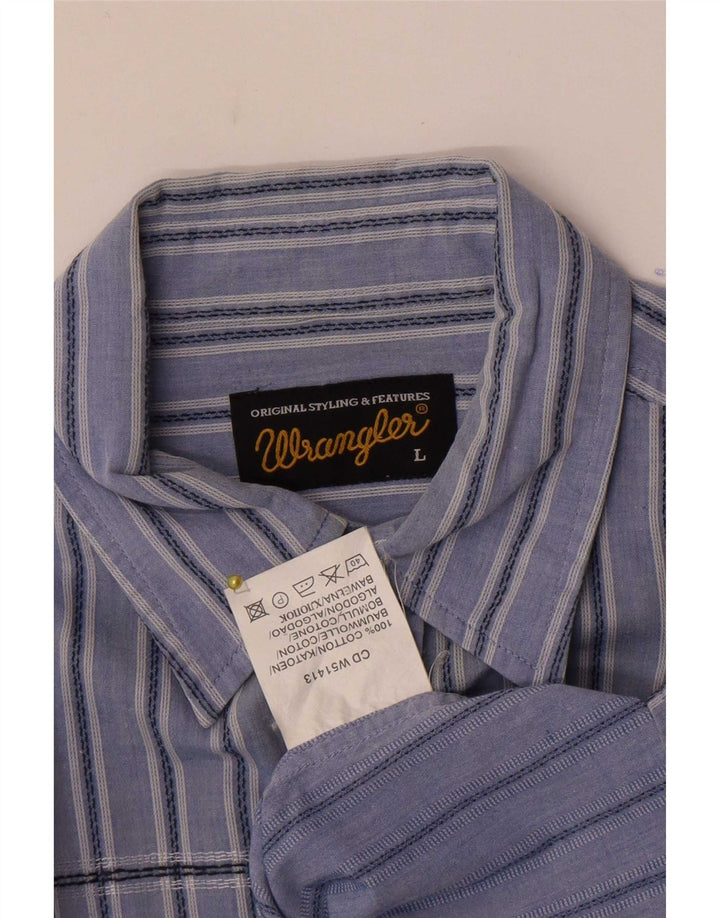 Мужская рубашка с коротким рукавом Wrangler, хлопок, большая синяя полоска