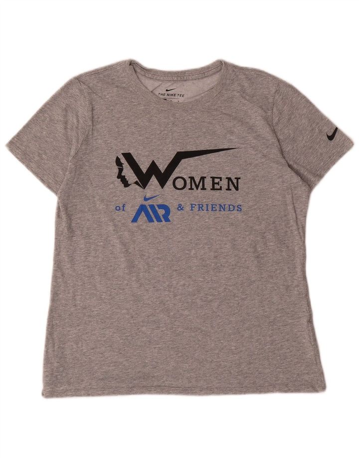 Женская футболка NIKE Dri Fit с графическим рисунком Top UK 14, средний серый хлопок