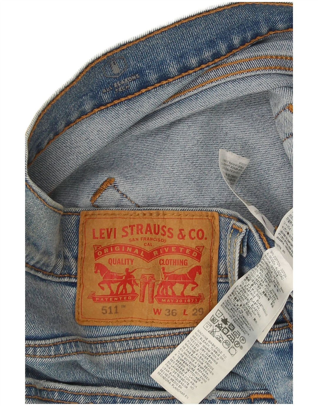 Мужские джинсы Levi's 511 Slim W36 L29 синие, хлопок