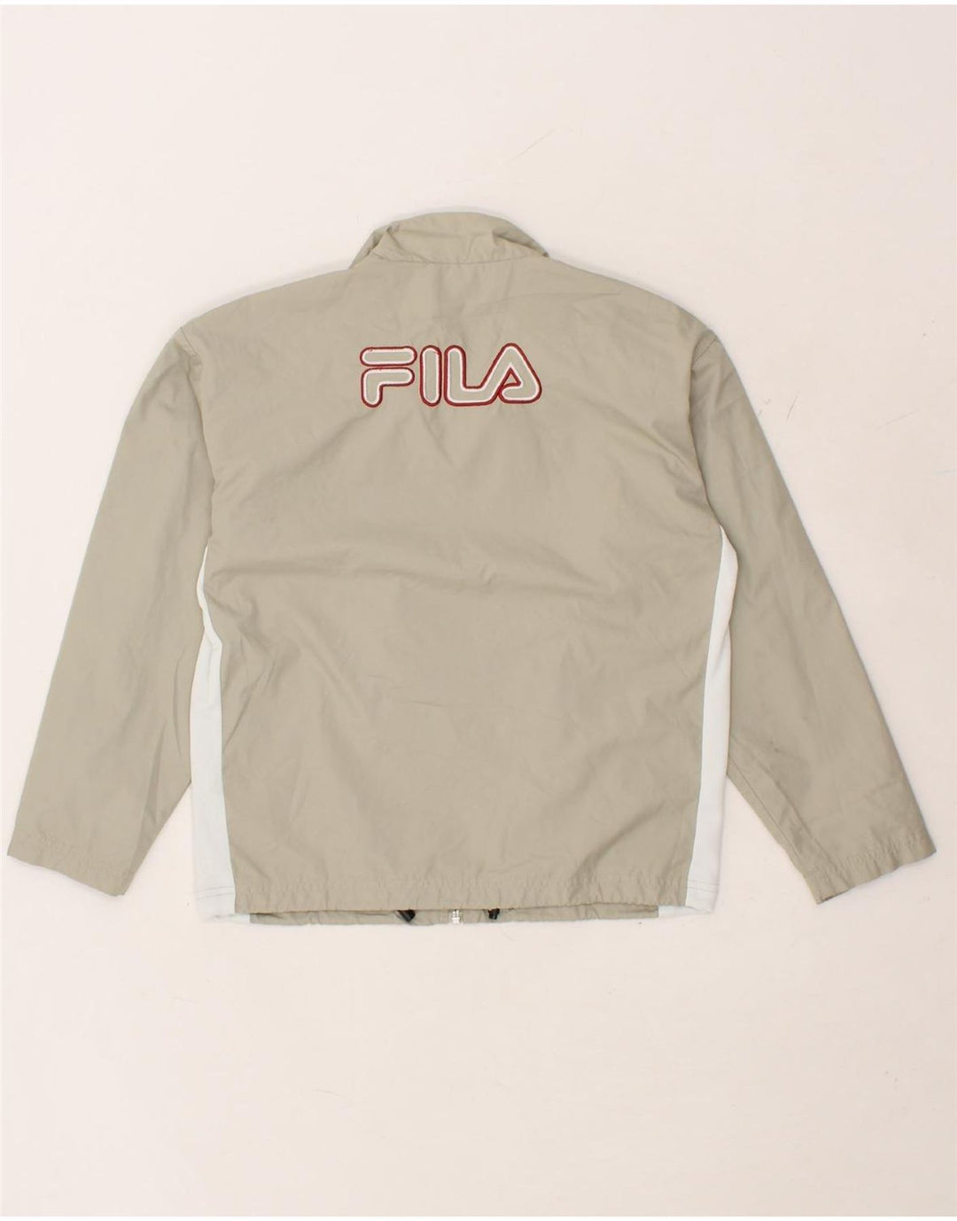 FILA Boys Graphic Tracksuit Top Jacket 9-10 Years Beige Colourblock Vintage Fila and Second-Hand Fila from Messina Hembry 