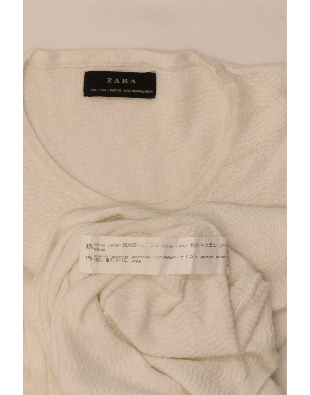 Мужской джемпер с круглым вырезом Zara, большой белый вискоза