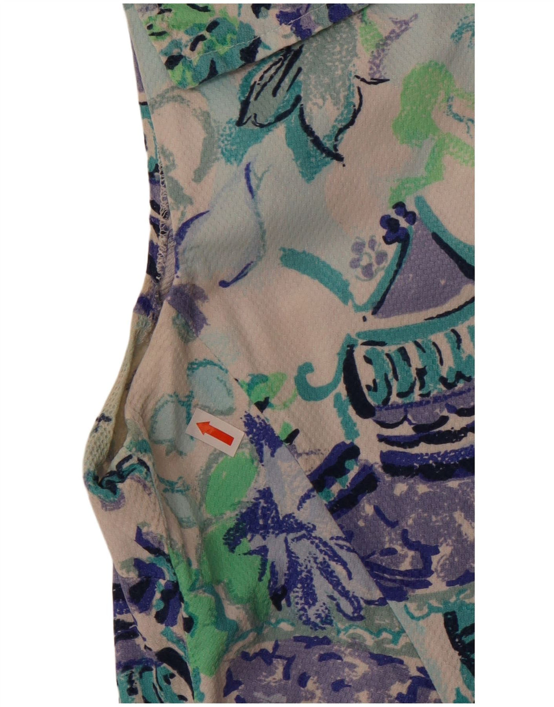 Винтажное женское платье А-силуэта без рукавов, Великобритания 12, средний цвет с белым цветочным принтом