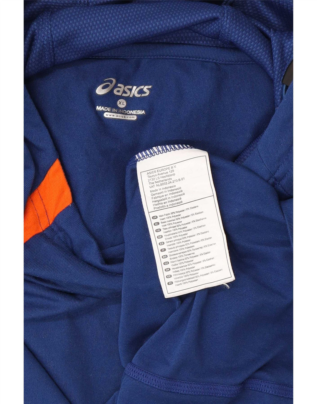 Мужская футболка с капюшоном Asics с длинным рукавом XL, синий полиэстер