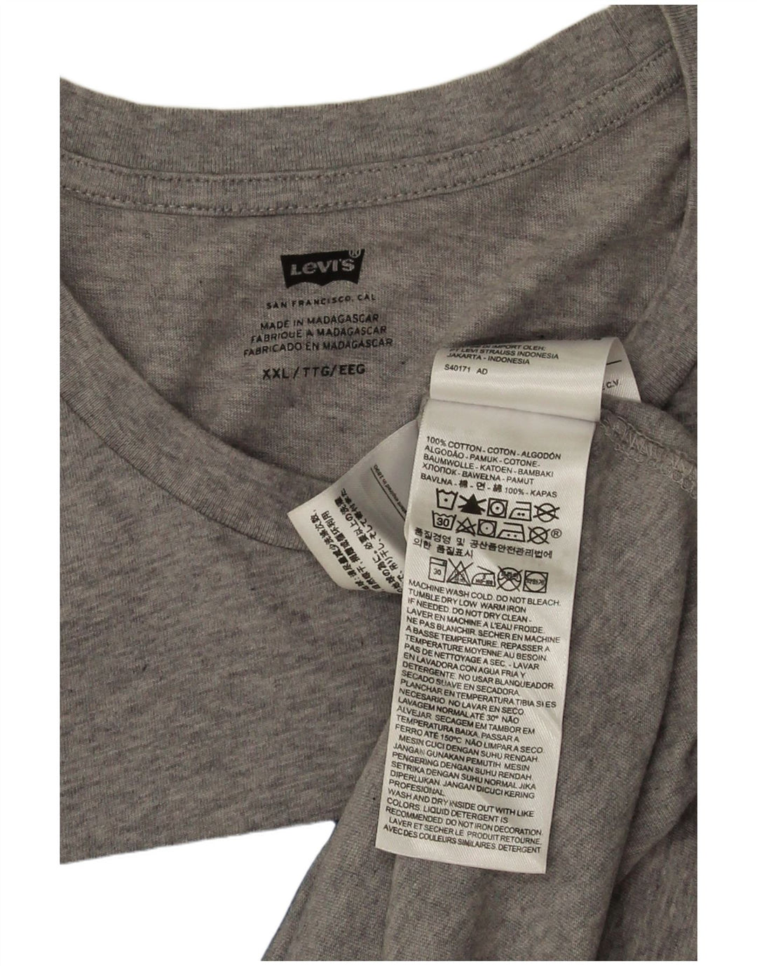 Мужская футболка с рисунком Levi's, топ 2XL, серый хлопок