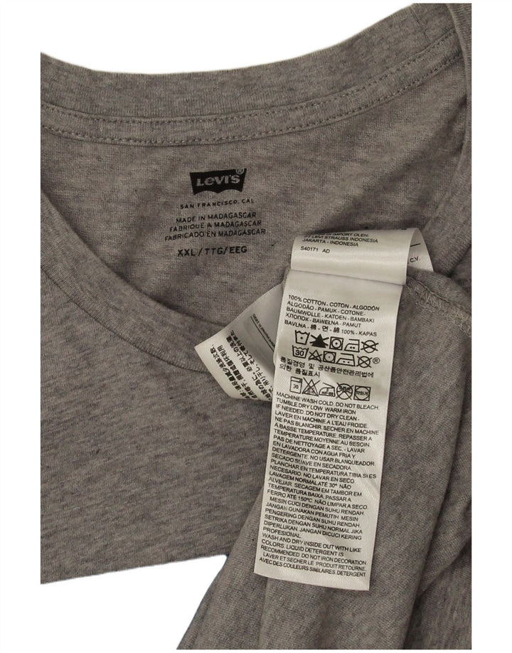 Мужская футболка с рисунком Levi's, топ 2XL, серый хлопок