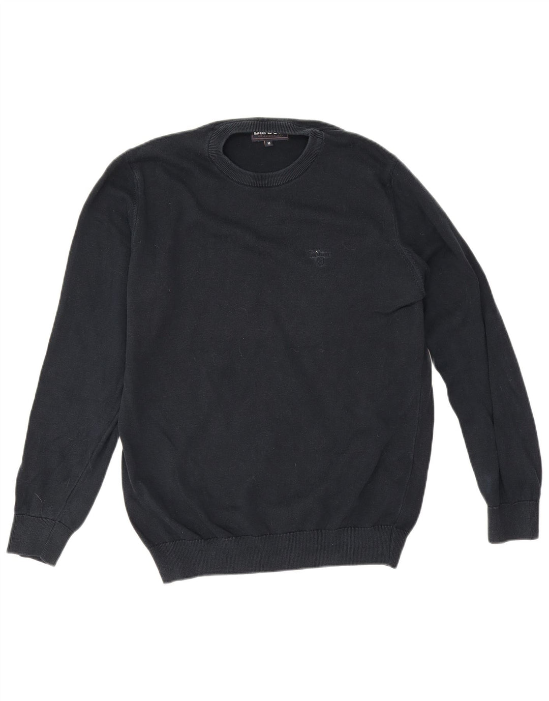 Мужской джемпер с круглым вырезом Barbour, средний темно-синий хлопковый свитер