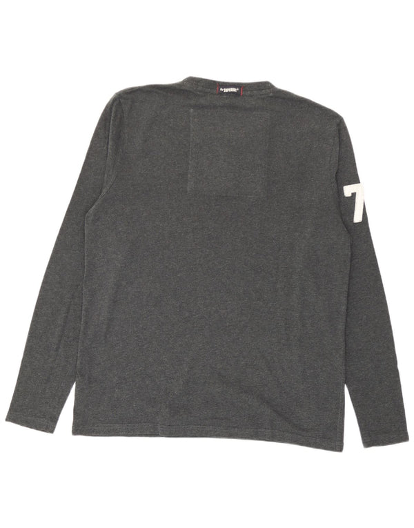 Мужской топ с рисунком Superdry с длинным рукавом 2XL, серый хлопок