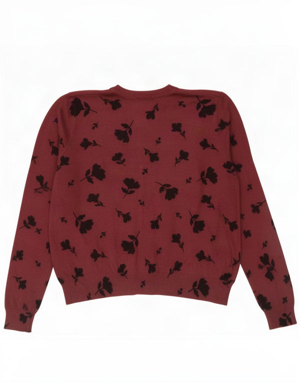 Женский кардиган Marks & Spencer UK 18 XL бордовый вискоза с цветочным принтом