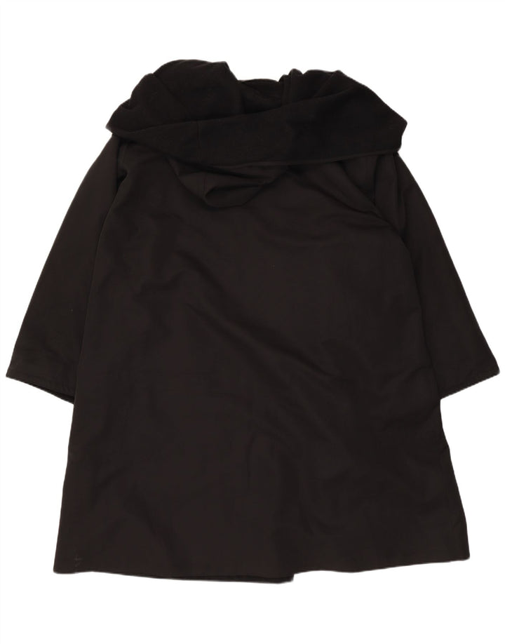 Винтажное женское пальто с капюшоном UK 18 XL, черный полиэстер