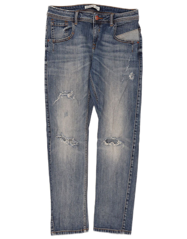 Женские потертые узкие джинсы Zara EU 36 XS W26 L27 синие