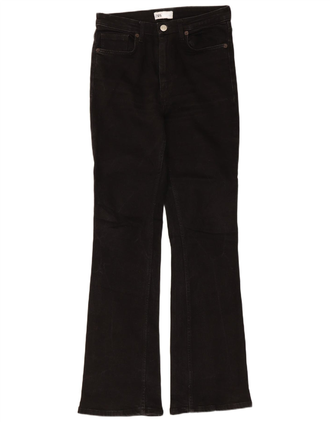 Женские расклешенные джинсы Zara EU 38, маленькие W28 L31, черный хлопок