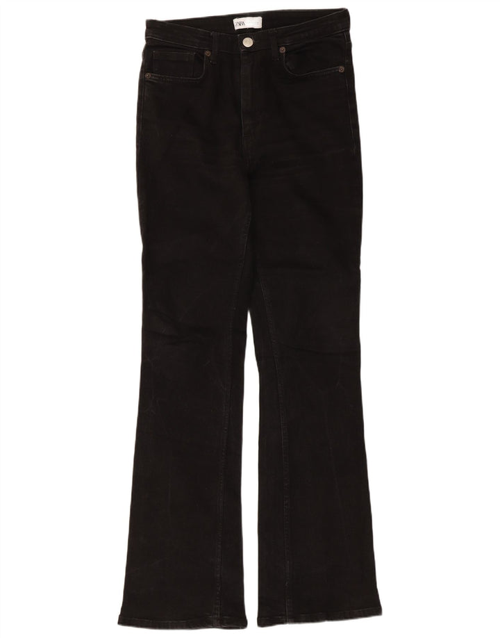 Женские расклешенные джинсы Zara EU 38, маленькие W28 L31, черный хлопок